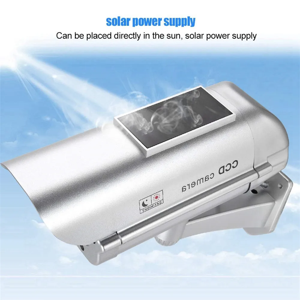 Муляж камеры видеонаблюдения на солнечной батарее с фонариками и светодиодными