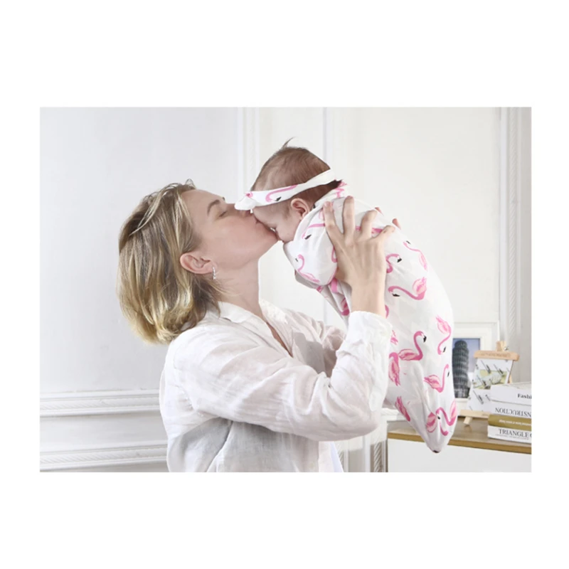 2 шт./компл. детское Пеленальное Одеяло из чистого хлопка с милой повязкой для