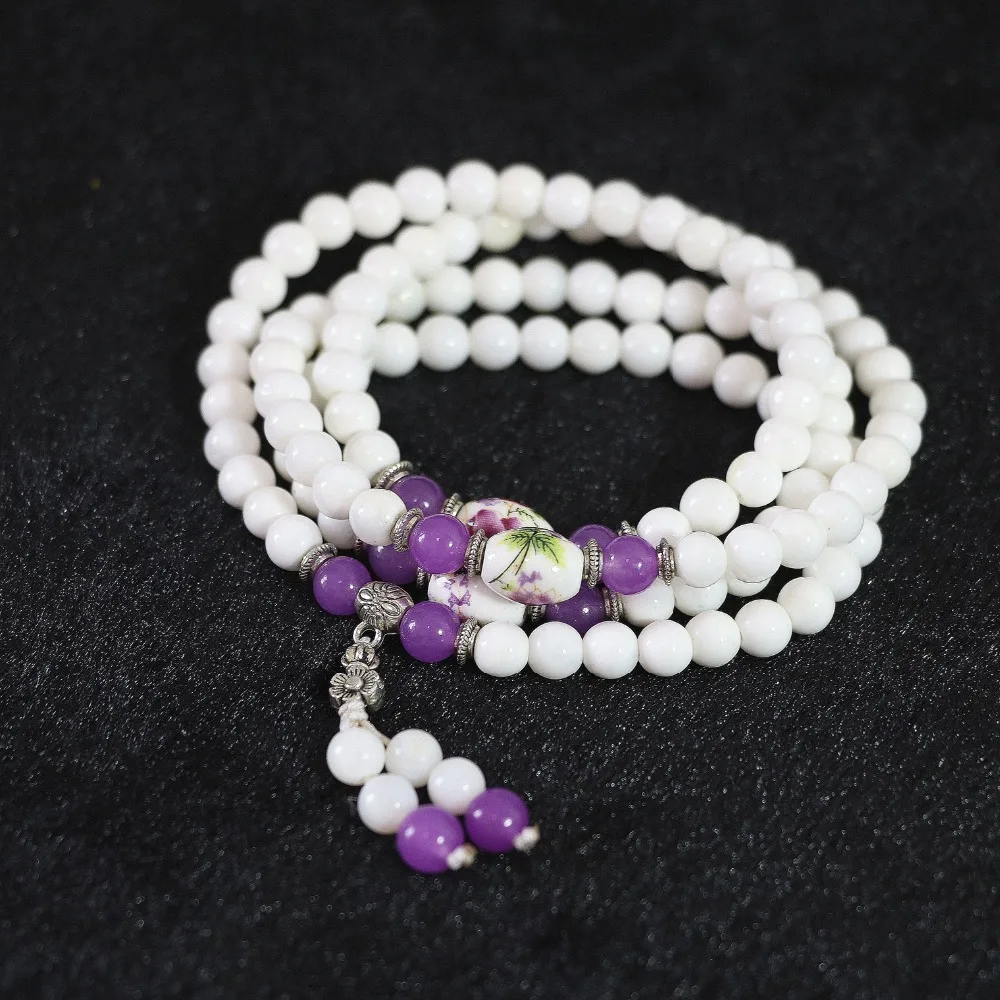 Женский браслет с подвеской в античном стиле Круглый из натурального белого