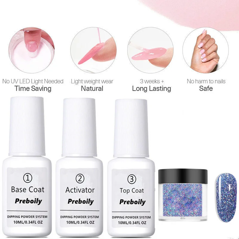 4pcs Set22 4 шт погружающийся порошок для ногтей, система погружения, набор для нейл-арта, Dip порошок, 10 мл, Dip основа, топ, активатор, жидкость, натуральный, сухой, без лампы - Цвет: 4pcs Set22