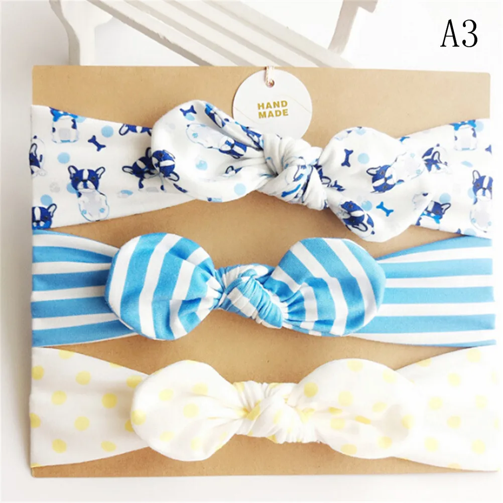 

3PCS/Set Baby Girls Rabbit Flower Dot Headband Handmade Cotton Kids Hair Band Hair Bows Hair Ties Hair Accessories 8 Styles