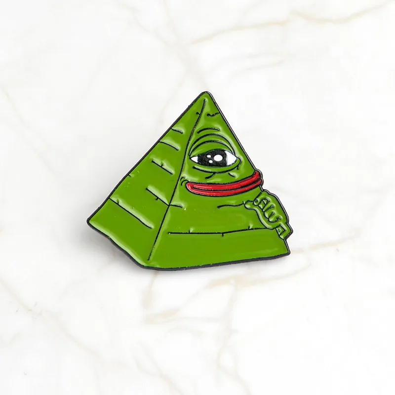 pyramid Лягушка Pepe Sad Think Drink Fun Animal джинсовые броши для одежды для женщин эмалированные значки на заказ ювелирные изделия подарки для мужчин - Окраска металла: pyramid