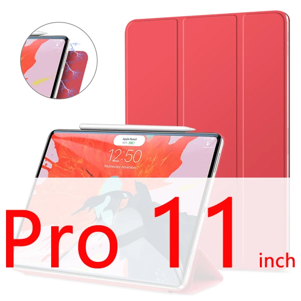 GOOJODOQ для iPad Pro 11 чехол Pro 12,9 Магнитный чехол Funda Поддержка беспроводной зарядки для Apple Pencil из искусственной кожи умный чехол - Цвет: 11 Red