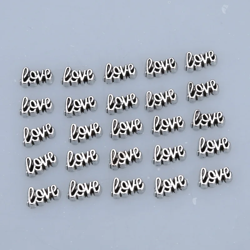 Серебряный цвет буквы любовь для стеклянной коробки плавающие амулеты ювелирные