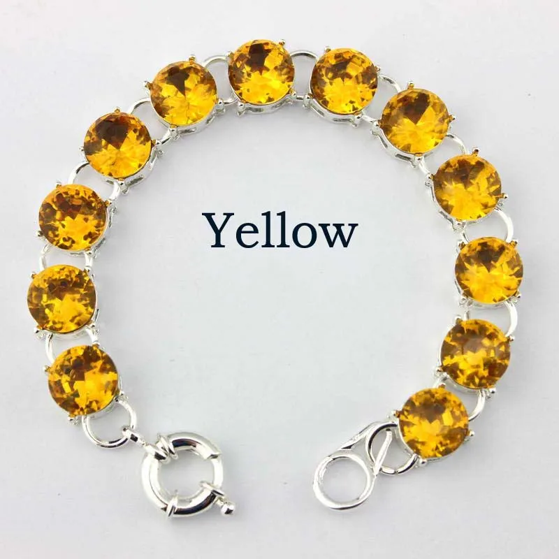 B1484Silver Yellow Женские браслеты с круглым стеклом и кристаллами в виде пузырьков и точек для женщин, серебряные теннисные браслеты, ювелирные изделия - Окраска металла: B1484Silver Yellow