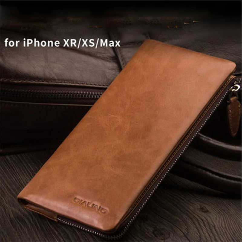 Многофункциональный клатч для iPhone XS MAX роскошный чехол-бумажник из натуральной