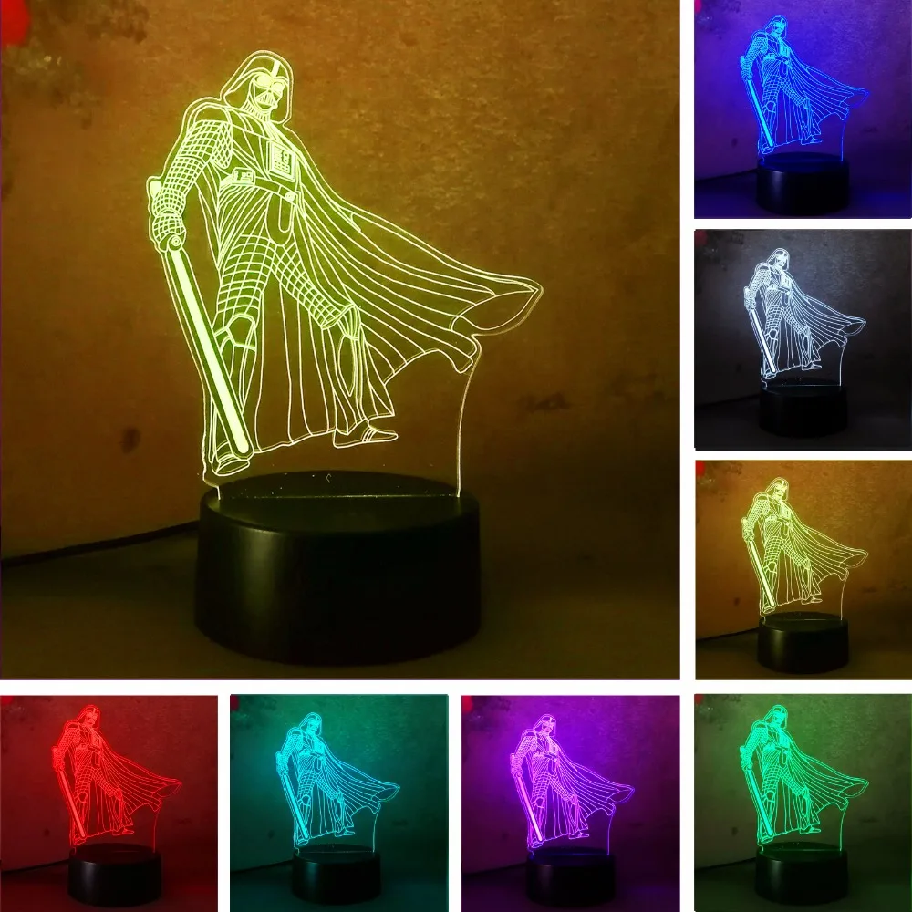 Светодиодный ночник Lave Lampara Star War 3d светильник Darth Vader сенсорный экран USB 7