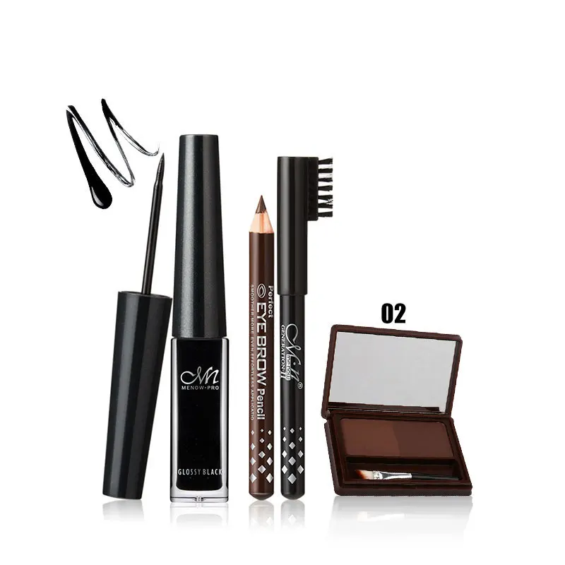 02 Menow бренд Make Up Set Подводка для глаз подарок карандаш для бровей и бровей прочного пластины Водонепроницаемый Косметическая комбинация Прямая поставка 5338 - Цвет: 02