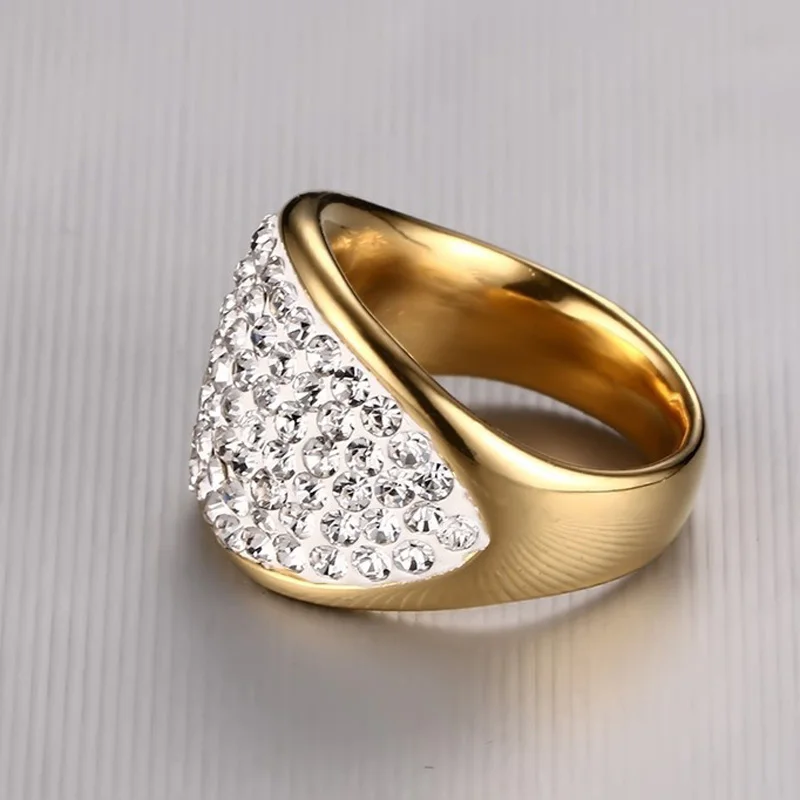 Прозрачный австрийский хрусталь свадьба кольца для женщин с золотой пластиной