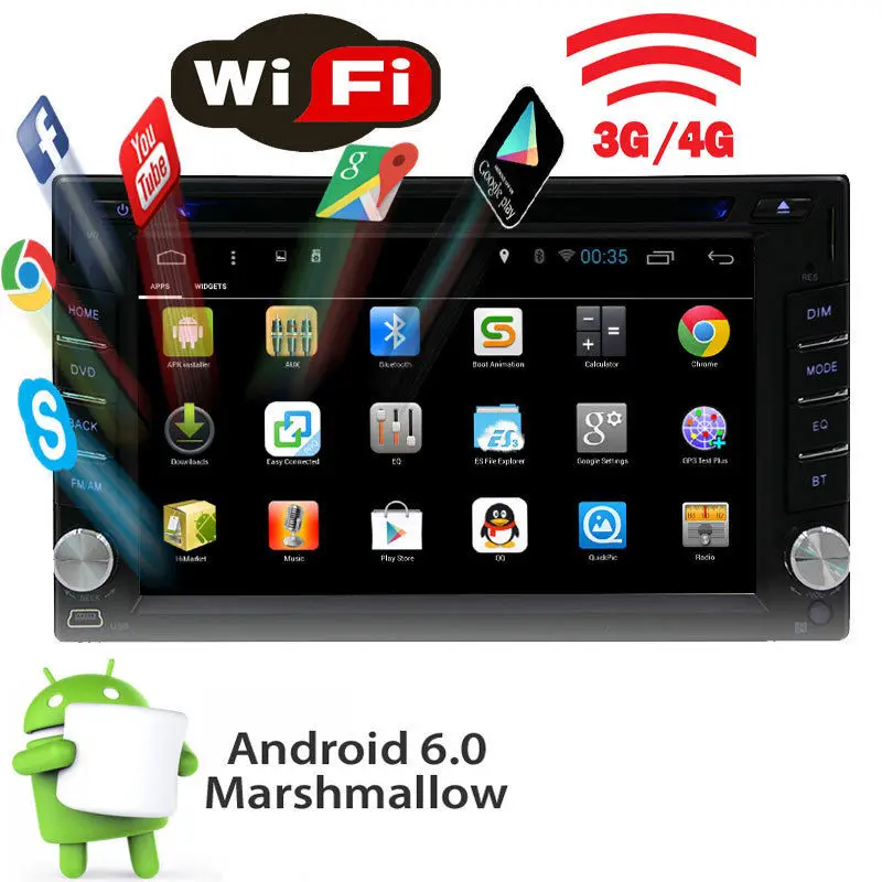 Android 6.0 6.2 &quotдвойной 2din автомобиля Радио стерео dvd плеер GPS nav OBD2 4 г Wi Fi HD|android 6.0|2din car