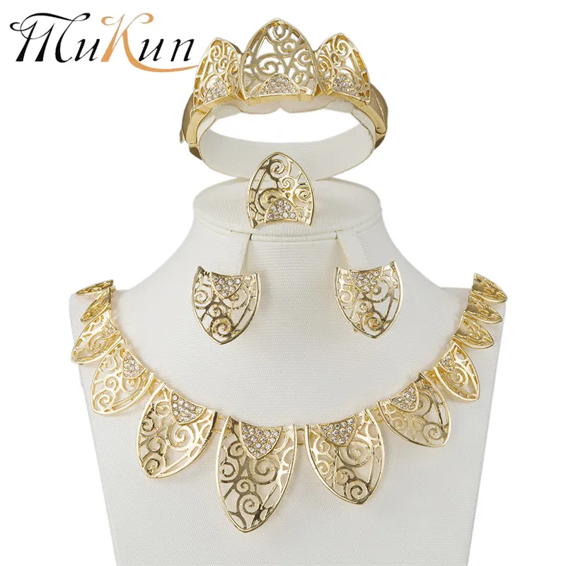 MUKUN Fashion femme Parure bijoux турецкие ювелирные изделия Bisuteria золотого цвета с вырезами