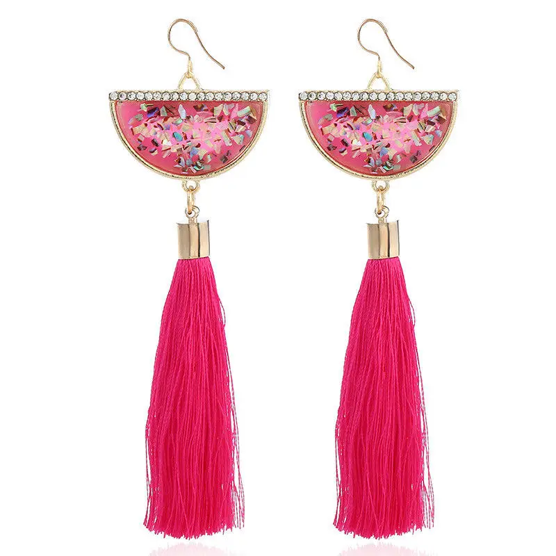 Новинка 2018 женские переплетенные серьги с кисточками зеленый черный красный