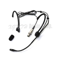 xgwth foldable ear dual hook head headset microphone for mipro wireless radio condenser mic system beltpack mini xlr 4pin lock