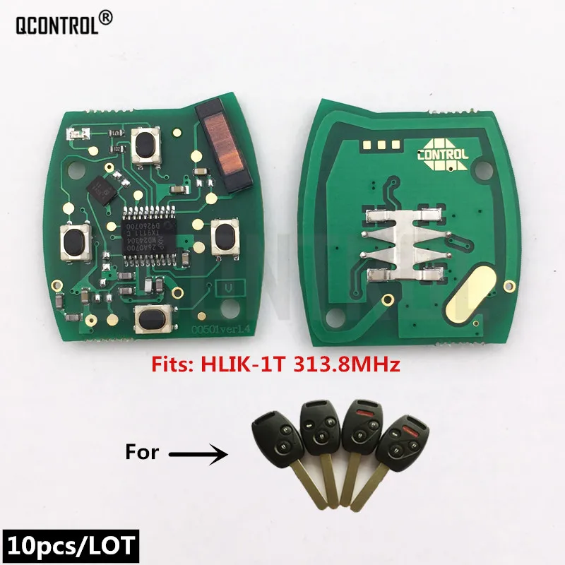 QCONTROL автомобильный пульт дистанционного брелока монтажная плата для Honda HLIK-1T Accord Элемент пилот Fit HR-V подходит городской Джаз Одиссея Fleed 313,8 МГц