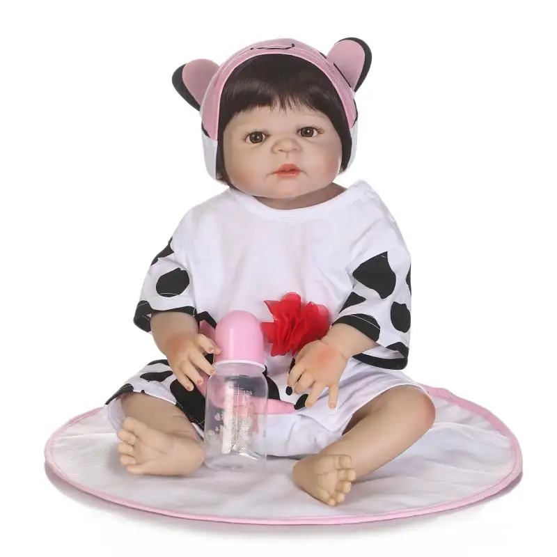 

22 Inch Doll Reborn Full silicone Babies Doll For Girls 55CM Realistic Soft Alive Reborn Baby Doll Can Bath For Kids Playmate