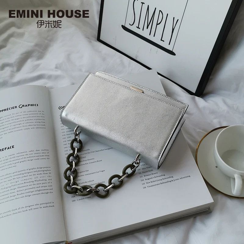 EMINI HOUSE сумка из натуральной кожи на цепочке с узором ящерицы, сумки через плечо для женщин, роскошные сумки, женские сумки, дизайнерская сумка на плечо