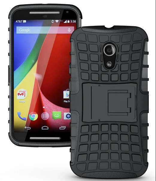 Чехол для Moto G G2 стоячий кейс-Держатель двойной чехол защитный из ТПУ Motorola 2-го