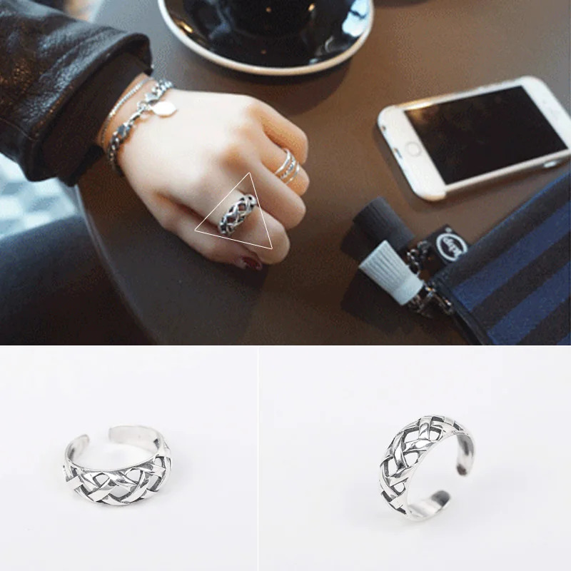 Женские кольца серебро 925 пробы Ретро стиль пустотелый кольцевой набор anillos bague