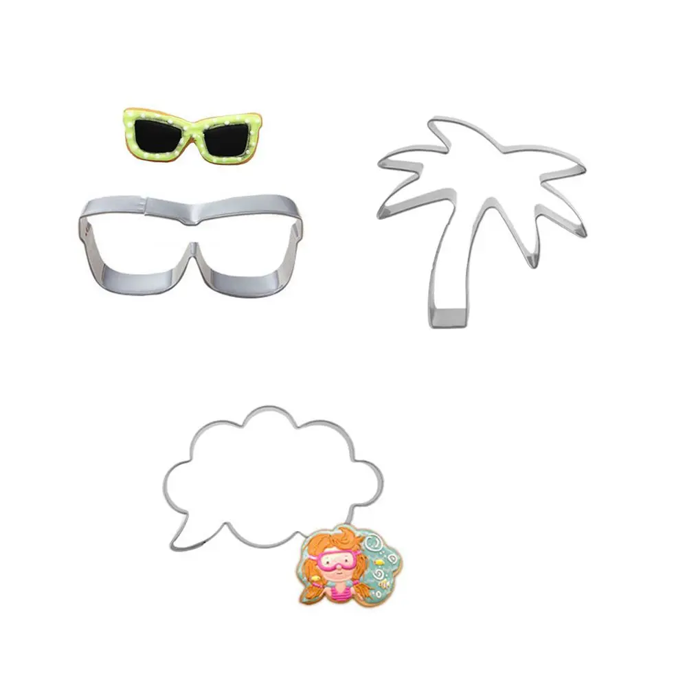 

New 3pcs/set Hawaii Coconut Tree Cake Baking Cookie Egg Dessert Decoration Metal Mold Chopper Fondant Tools Kitchen Accessories