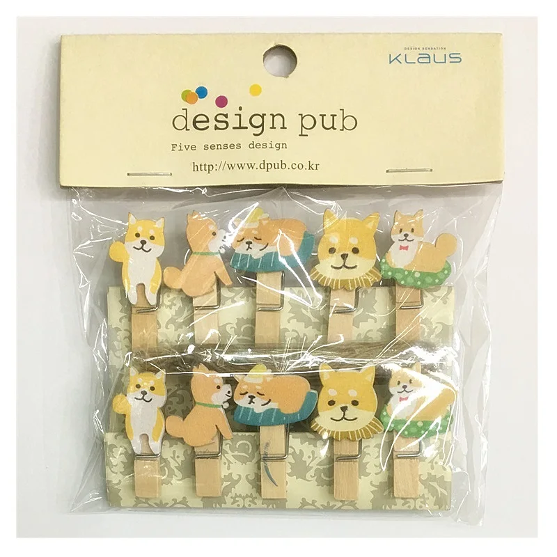 10 шт./компл. Kawaii милые Косплей Shiba собак Деревянные прищепки фото прищепка Craft зажимы вечерние украшения зажим с пеньковой веревкой
