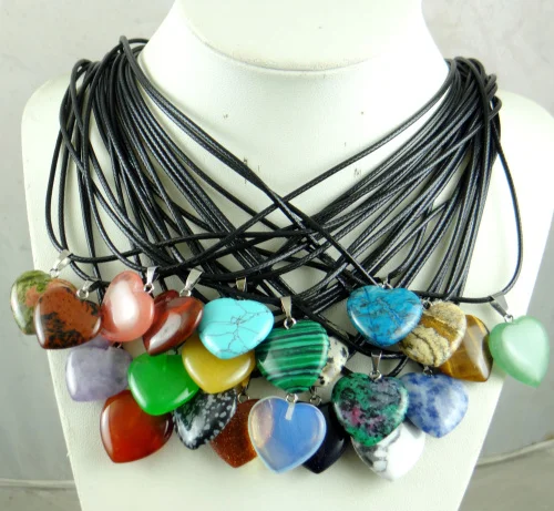 Ожерелье с подвеской в виде сердца из натурального кварца 20 мм|necklace natural crystal|natural