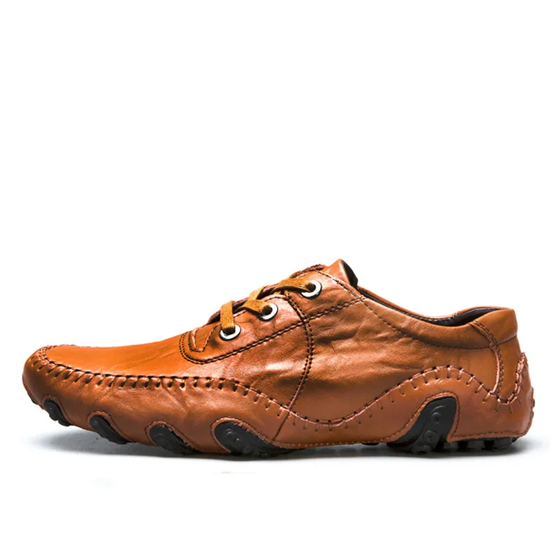High Quality Men Casual Shoes Winter Leather Mens Loafers Comfortable Lace Up Flat Driving Plus Size 38-48 | Обувь