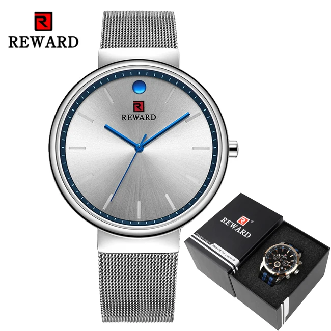 Silver-Blue with Box Мужские часы Топ бренд класса люкс ультра-тонкие кварцевые часы мужские Reloj простые водонепроницаемые Серебряные наручные часы для мужчин Relogio Masculino - Цвет: Silver-Blue with Box