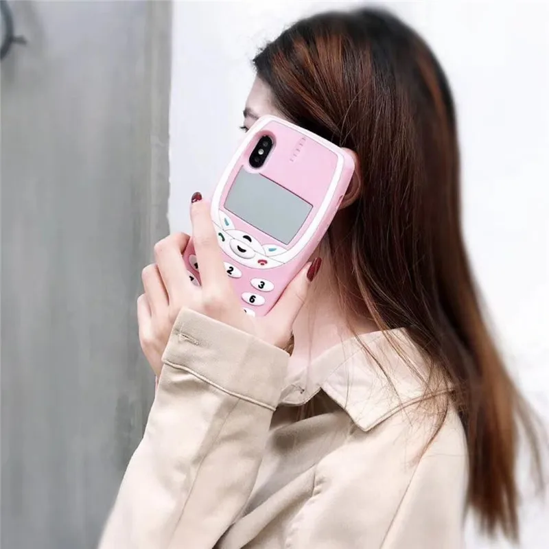 3D мультфильм старый мобильный телефон винтажный силиконовый чехол для iphone XS MAX XR X