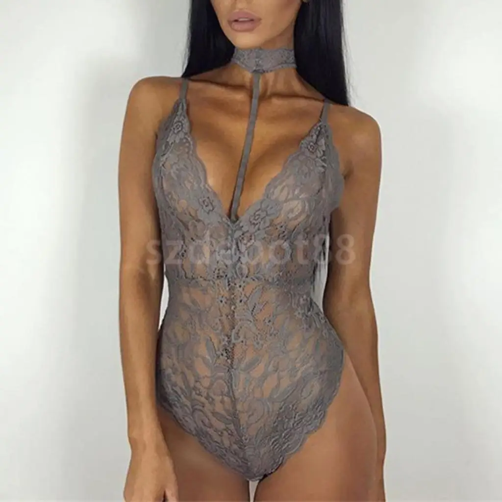 Сексуальное женское кружевное цельное чокер Тедди белье Babydoll кружевные топы