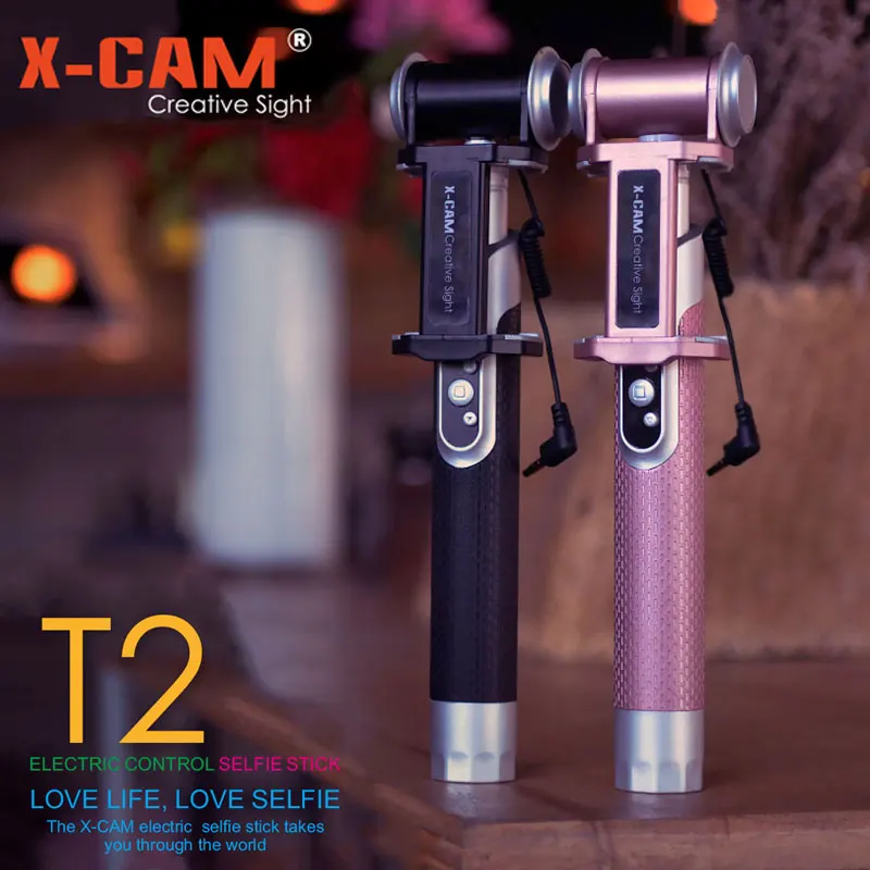 Новый X-CAM T2 Мода Электрический управления Смартфон selfie stick путешествия