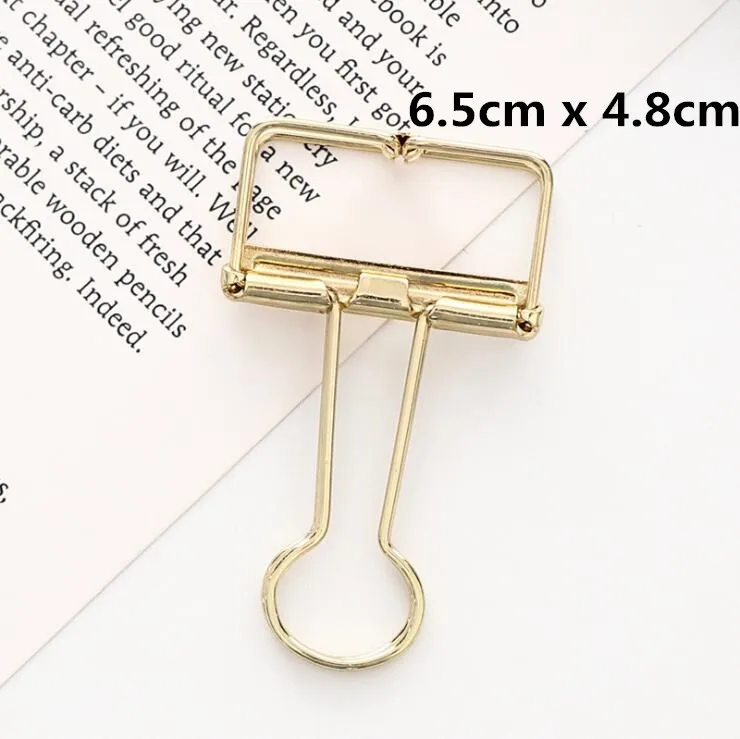 6.5 x 4.8 golden 5 шт. креативный Корейский Металлический Зажим Для Бумаги Закладка скрепка для бумаг зажим для Bullet Journal фото сообщение билета документ биндеры канцелярские - Цвет: 6.5 x 4.8 golden