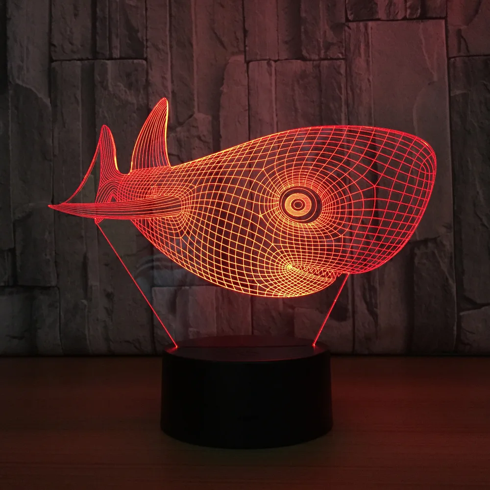 Милая голова акулы USB Настольный светильник Ночной 3D светодиодный детский ночной
