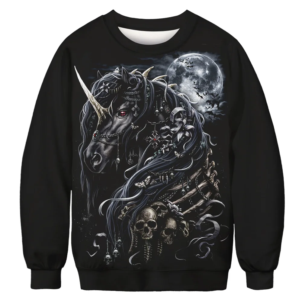 2019 Готический обувь для девочек повседневное Толстовка с принтом Женский черный