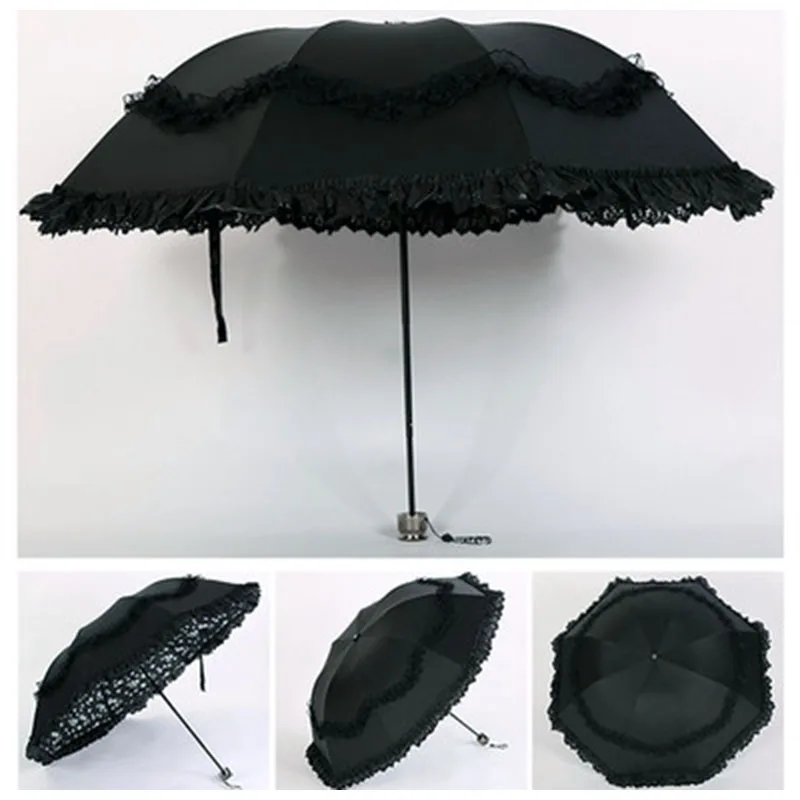 Mi Umbrella, дождь, женские цветы, кружевные зонтики, дети, девочки, зонтик, прозрачный, Unbrella, корпорация, подарки, мужские части, двойной слой, защита от солнца, УФ - Цвет: Black Type M