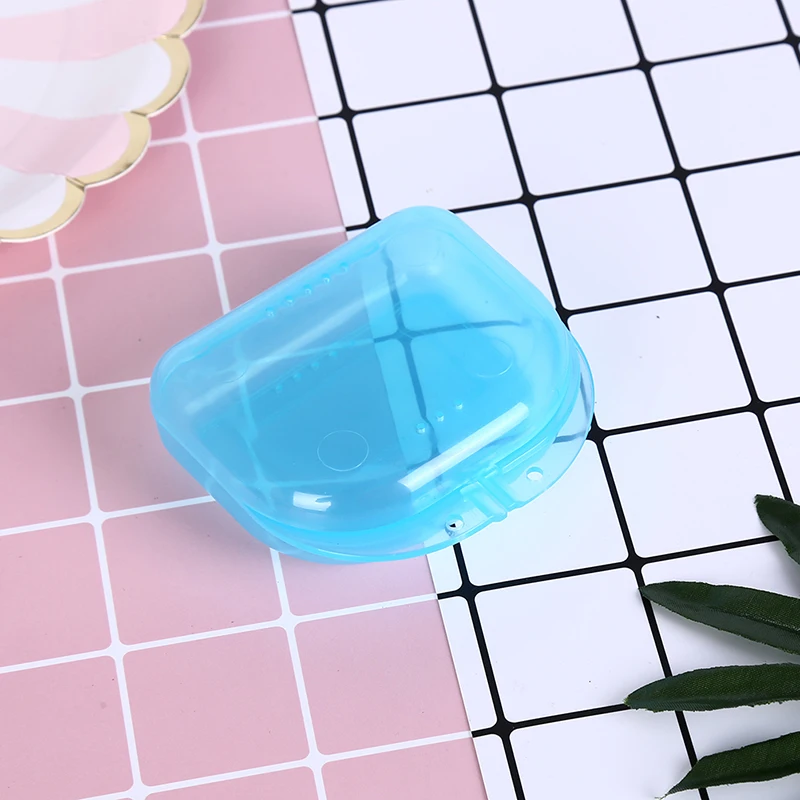 transparent blue Зубные Ложные зубы прибор ящики для хранения контейнеров протезы очиститель леверт Прямая поставка протез Ванна Коробка Для Хранения Чехол - Цвет: transparent blue