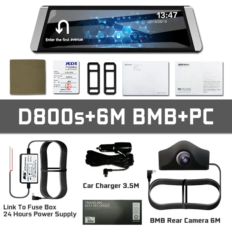 JADO D800S X1 поток зеркало заднего вида LDWS gps трек 10 ips сенсорный экран Full HD 1080 P