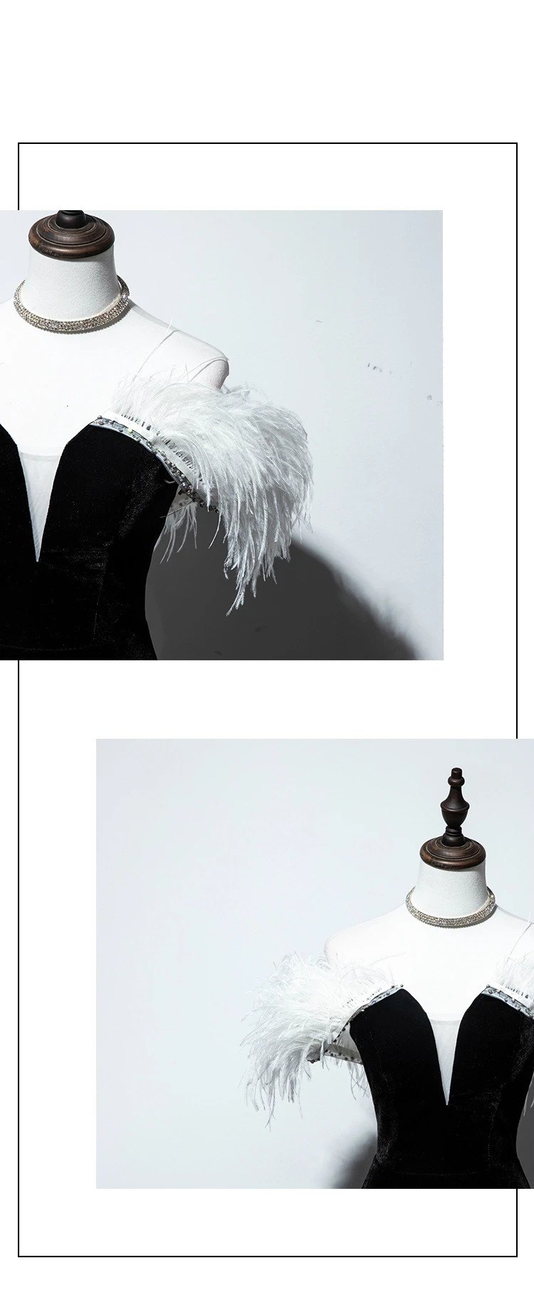 New Ostrich feather Black Velvet Off The Shoulder Mermaid Long Vestidos De Festa Lace Up Celebrity Evening Party Dresses
