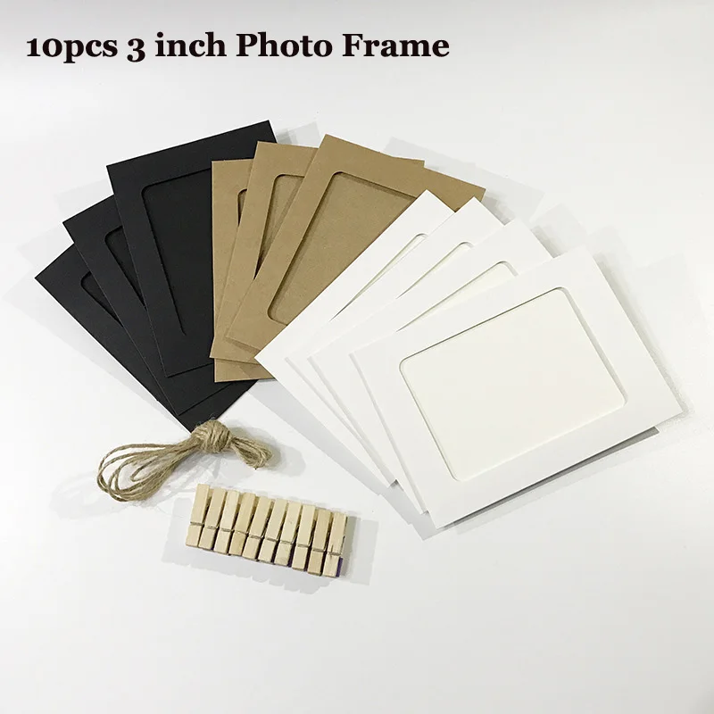 3 inch Photo Frame 10 шт. ремесленные игрушки для детей DIY комбинированная бумага фоторамка фото зажимы настенные украшения забавные детские игры с родителем - Цвет: 3 inch Photo Frame