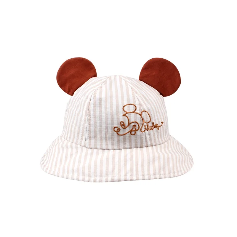 Striped Cartoon Baby Hat Mouse Ear Cute Girl Cap Breathable Wide Brim Boy Summer Lace Up Sun Clothing | Детская одежда и обувь