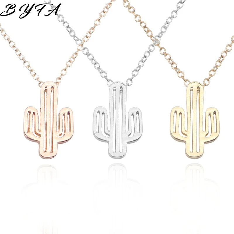 1 шт. милое маленькое ожерелье с подвеской в виде кактуса Золотое и Серебряное