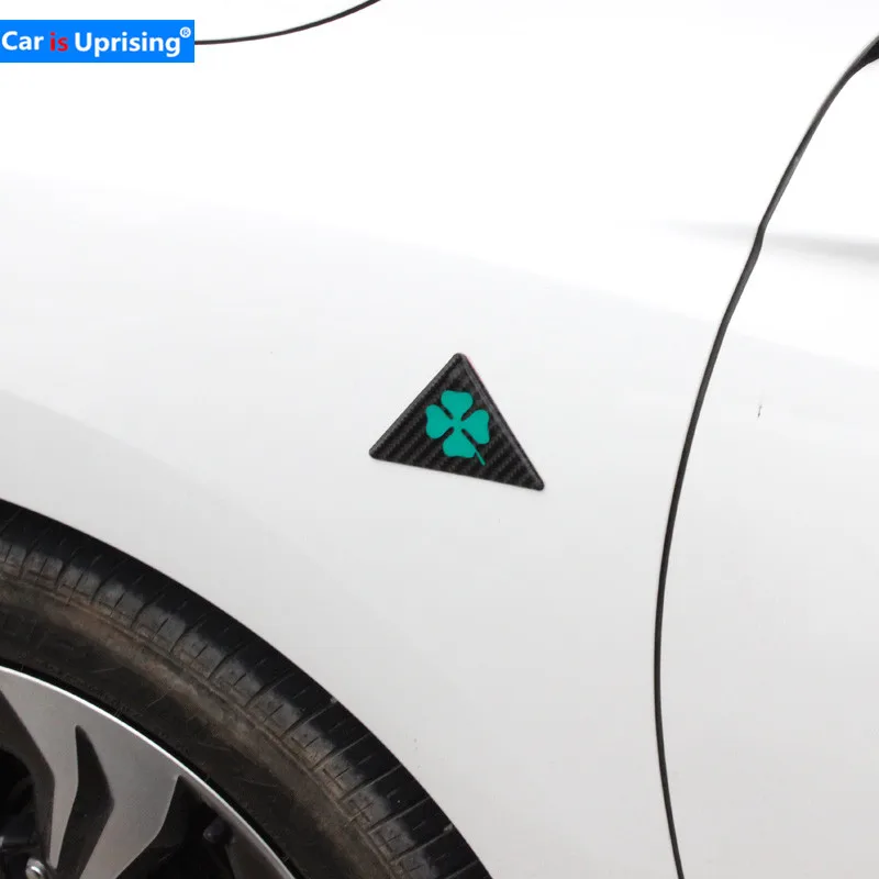 

3pcs New pattern for Alfa Romeo Clover Silver Car Badge Emblem carbon fibre Auto Styling For Stelvio Giulietta 159 147 GT Brera