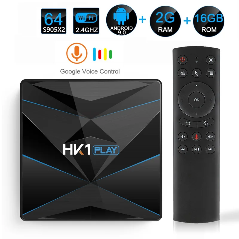 2GB16GB with voice HK1 Play Samrt tv BOX Android 9,0 Amlogic S905X2 Четырехъядерный 4K Google плеер 4G 64G 128G 2,4G/5G двойной Wifi ТВ приставка - Цвет: 2GB16GB with voice
