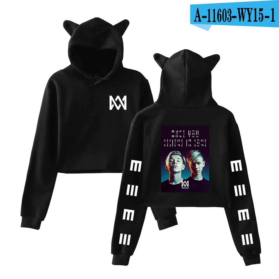 Frdun Tommy Marcus& Martinus кошачьими ушками Для женщин элегантный свитшот Новинка; худи с длинным рукавом Мода Harajuku Повседневная одежда - Цвет: Black