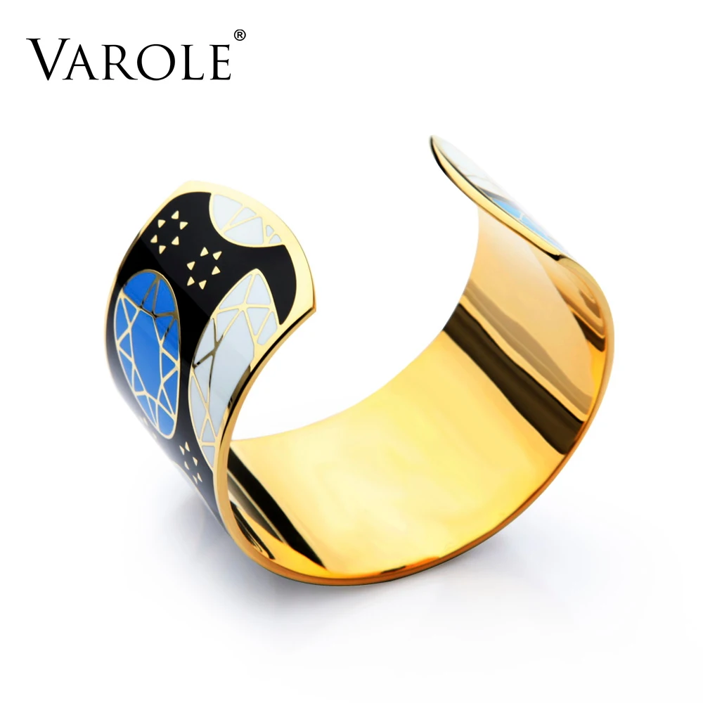 VAROLE 40 мм Ширина звезда шаблон Цвет эмаль может открыть браслет любовь браслеты и Браслеты для Для женщин Модные украшения Pulseiras Femme