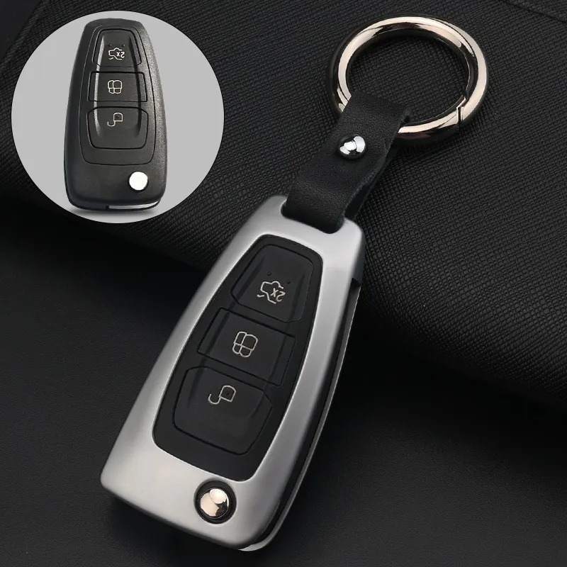 Цинковый сплав + кожаный бумажник remote Key чехол fob в виде ракушки для Ford Focus 3 MK3 ST RS