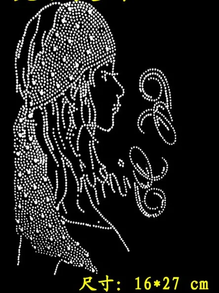 

2pc/lot Lovely Girl flatback hot fix rhinestone motif iron on design rhinestone applique patch shirt