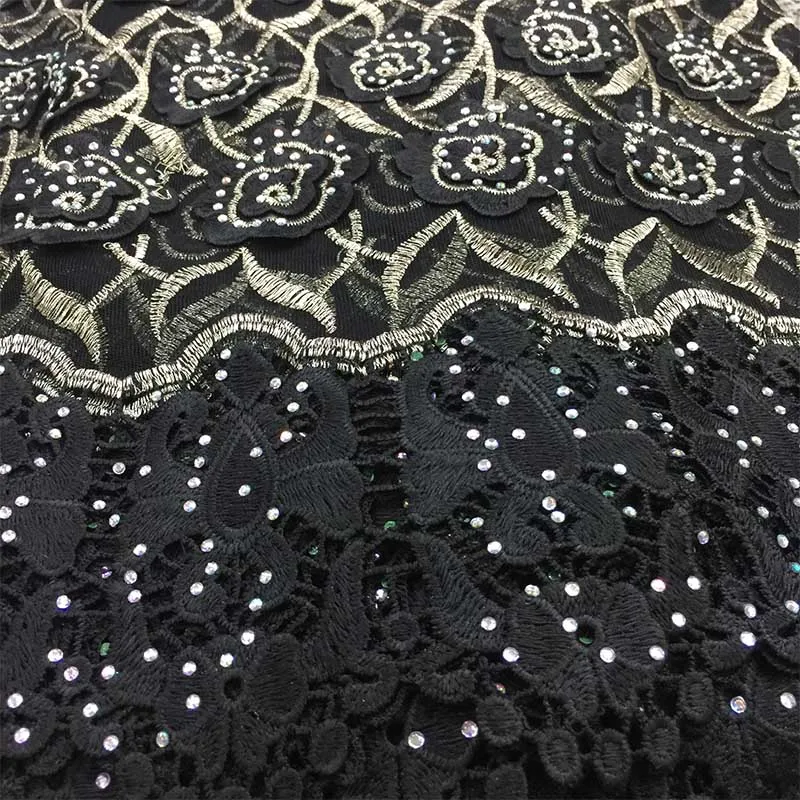 African French Lace Fabric 2017 High Quality With Stones Embroideyr Heavy Beaded Guipure For | Дом и сад