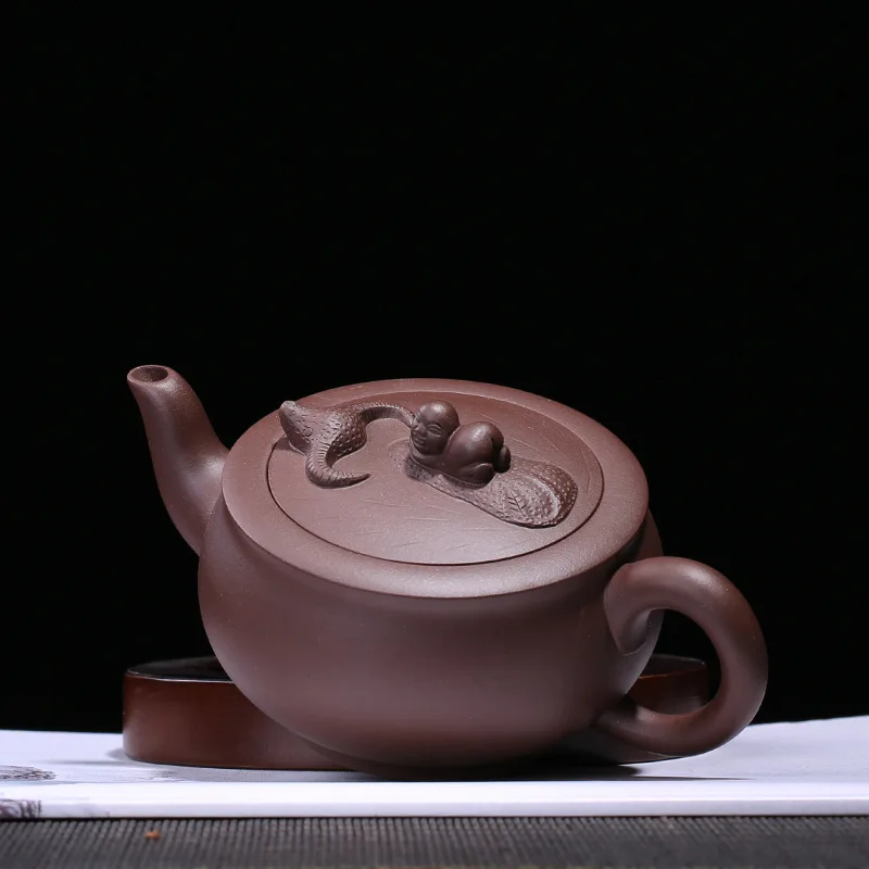 

Raw Ore Purple Mud Cowherd Pot Yixing Purply Clay Teapot Chinese Kongfu Tea Pots 6 Teacups Teaware Gift for drink lover