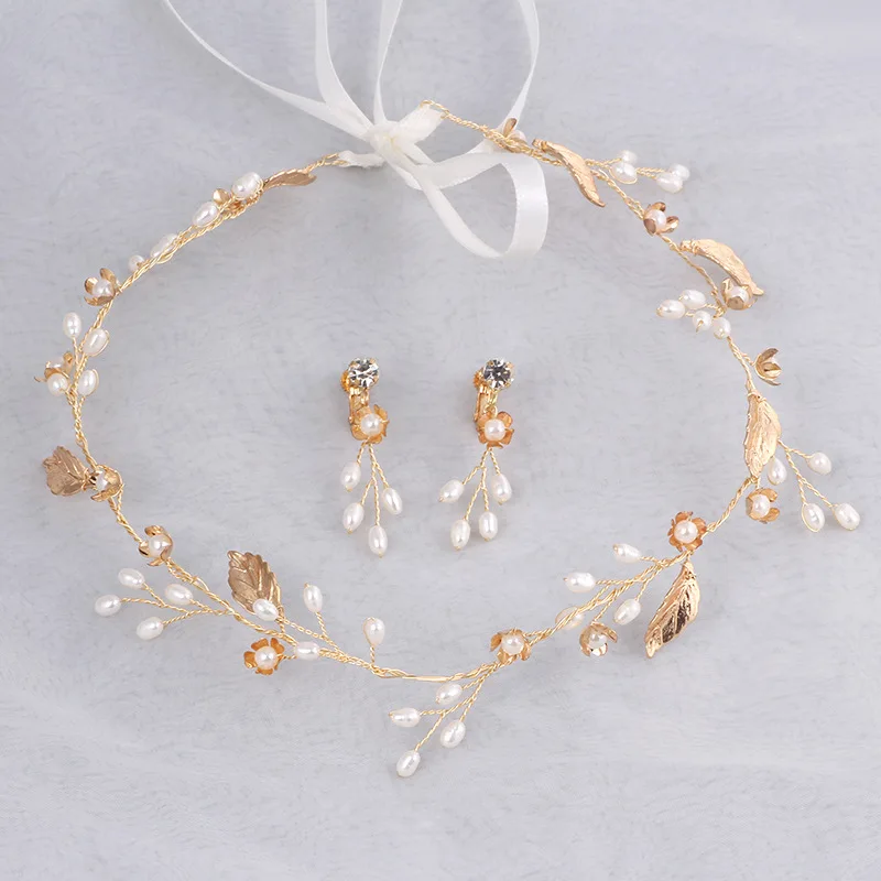 Bridal Pearl Hairband Earring Jewelry 2 pcs Romantic Elegent Handmade Wedding Banquet Ladies Hair Accessories Headdress | Украшения и