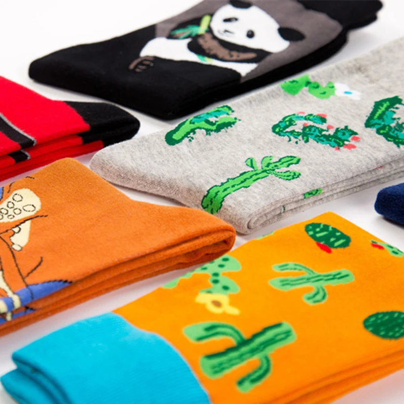 Носки мужские хлопковые в стиле Харадзюку брендовые Смешные хип-хоп С КАКТУСОМ